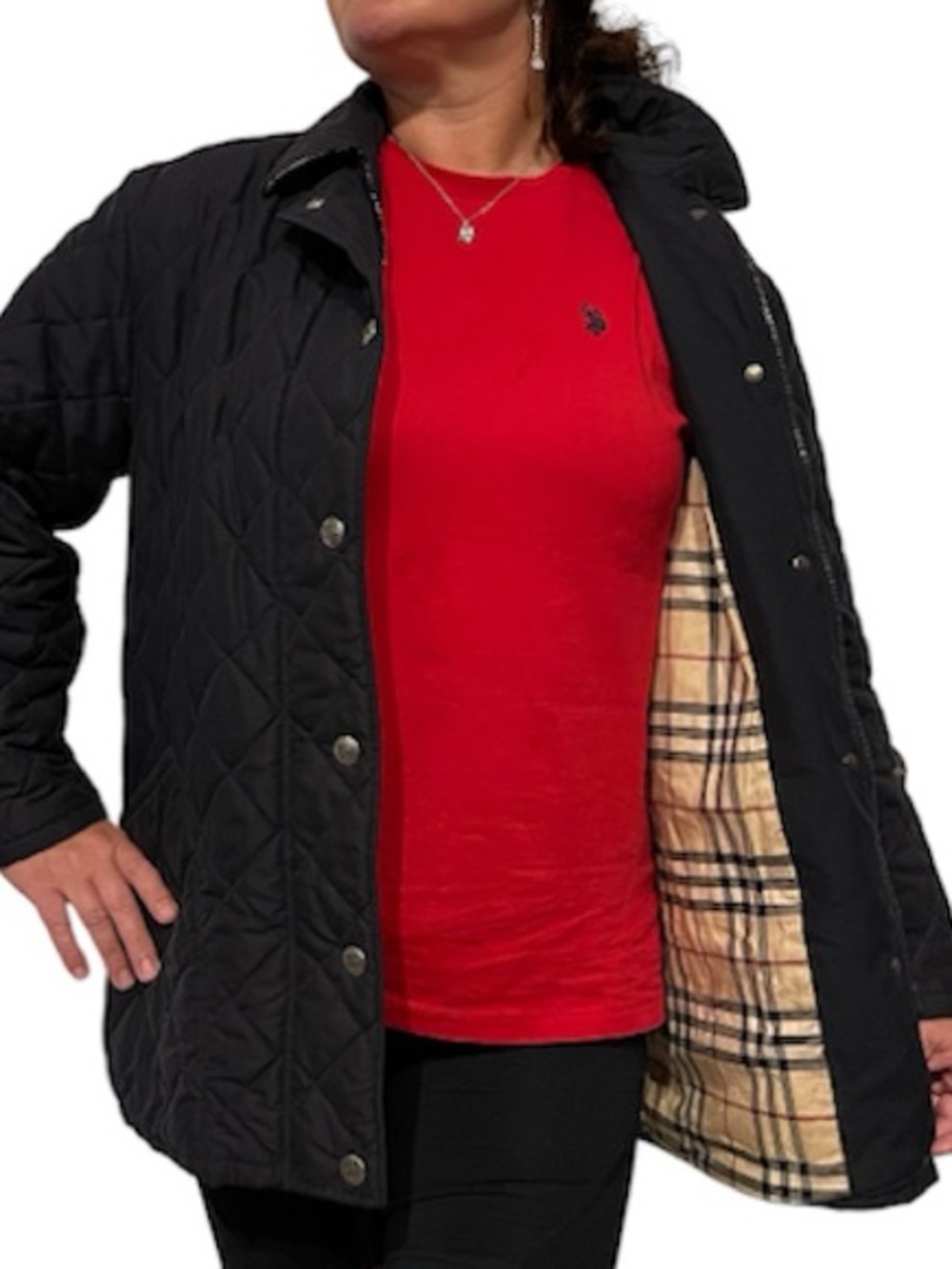 Burberry London Diamond Quilted Jacket with Plaid Lining